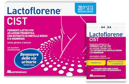 Lactoflorene Cist, Fermenti Lattici, Probiotici, Senza Glutine Senza Lattosio - Integratori con Fermenti Lattici Vivi ad Azione Probiotica per il Benessere delle Vie Urinarie (20 Bustine)