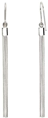 LÖB Damen Ohrhänger Versilbert in 925 Silber mit Quasten XXL Kette Anhänger Ohrringe Hängend Lang modern schlicht 7,5cm