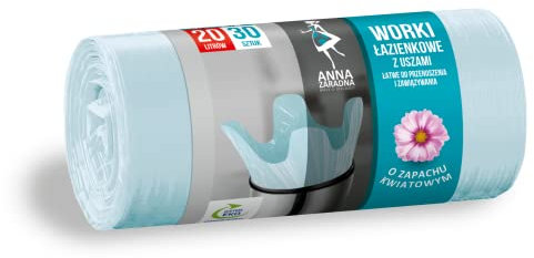 Anna Zaradna sacs à ordures avec oreilles, SALLE DE BAINS, parfum floral 20L 30pcs bleu ciel