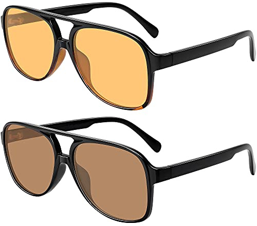 WOWSUN Retro Vintage Square Sunglasses for Women Inspired Designer UV400 (Yellow lens Black leopard frame+brown lens black frame1)