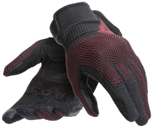 Dainese - Torino Woman Gloves, Guantes de Moto Textiles, Protectores de Nudillos, Pantalla Táctil, Guantes de Moto para Mujer, Negro/Apple-Butter, L