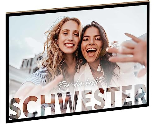 GRAVURZEILE Holzschild mit Foto - Personalisiertes Foto Geschenk zum selbst gestalten fr Sie & Ihn - DIN A4 Format