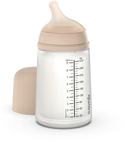 Suavinex, Biberon Anti-Coliche Zero Zero, con Tettarella in Silicone a Flusso Medio (M), +3 Mesi, Per Allattamento misto Latte Materno e Formula, 270 ml, Light