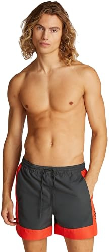 Calvin Klein Bañador Hombre Medium Drawstring con Logotipo, Rojo (Flaming Chili), L