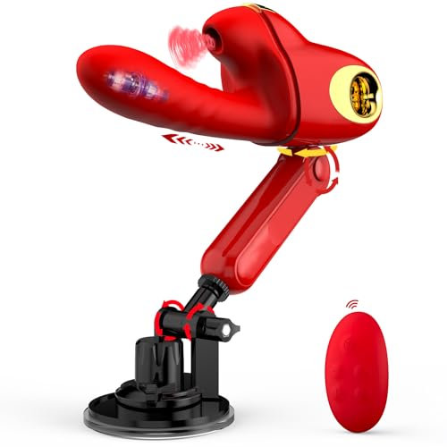 8 IN 1 Fickmaschine Milking Sex Machine Toy für Männer & Frau - Dildomaschine mit Stoßfunktion & Sucking & Vibration & Heizung & Griffe & Saugnapf & Fernbedienung Stoßdildo Erotik Spielzeug Analdildo