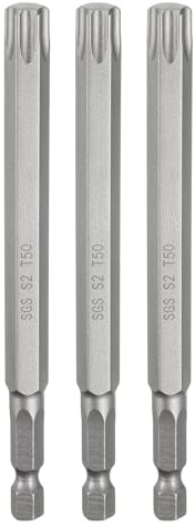QUARKZMAN 3 Stück T50 Torx Bit Set Schraubendreher Bitsatz 1/4 Zoll Sechskantschaft 110mm Lang Magnetisch Hex Sechskant Ohne Loch Spitze Bohrer Bits S2 Stahl für Akkuschrauber Werkzeug