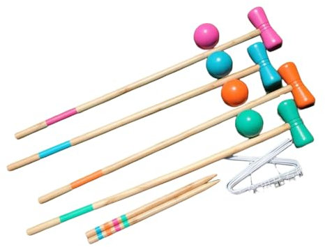 mophrati Vintage Krocket Set für Familie und Erwachsene, interessantes Outdoor Sport Set, Sport Requisiten, interaktives Spiel, Spielzeug mit Aufbewahrungstasche