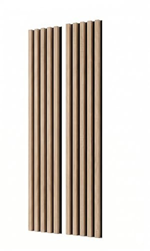 MEBANO. Akustikpaneele auf Schwarzplatte 2 Stücke x (26,5x240 cm) Wandpaneele Farbe: Eiche Sonoma MDF Wandverkleidung Innen Moderne Lamellenwand Deko Wand