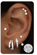 Adramata 5 Paia Orecchini Donna Argento 925 Orecchino Cerchio Piccoli Piercing Orecchio Anallergici Helix Piercing Trago Conch Set Orecchini Donna Oro Argento