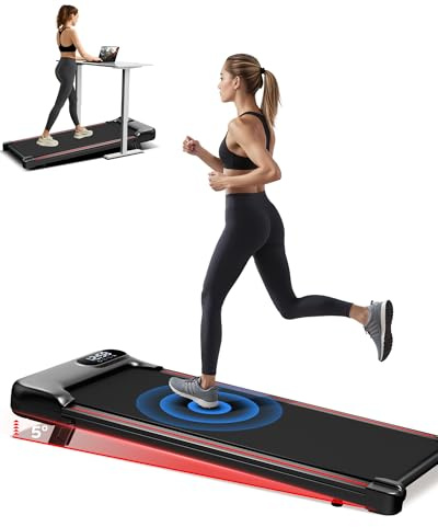 Walking Pad with 5% Incline, Under Desk Treadmills for Home office, Mini Portable Walking Running Electric Machine Compact Motorized with Remote, 265LB Weight Capacity, Adjustable Speed, No Assembly
