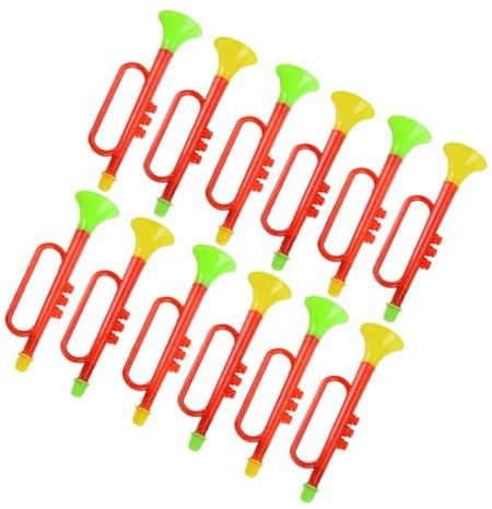 ERINGOGO 12 Trompetas de Plástico, Juguete de Cuerno de Utilería, Accesorio de Animación para Fiestas, Color Aleatorio, Set de 12 Piezas, Instrumento Musical Divertido