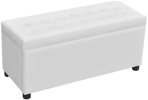 vidaXL Sgabello con Contenitore in Similpelle Bianco Baule Pouf Poggiapiedi