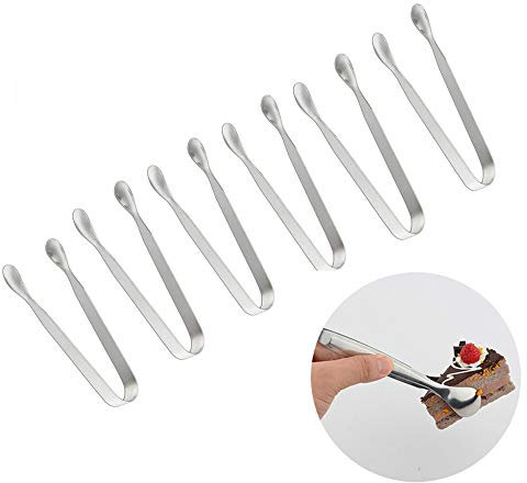 Juego de 6 pinzas de azúcar, de acero inoxidable de calidad alimentaria, pinzas de hielo, pequeña cocina para servir té, café, mini servir, aperitivos