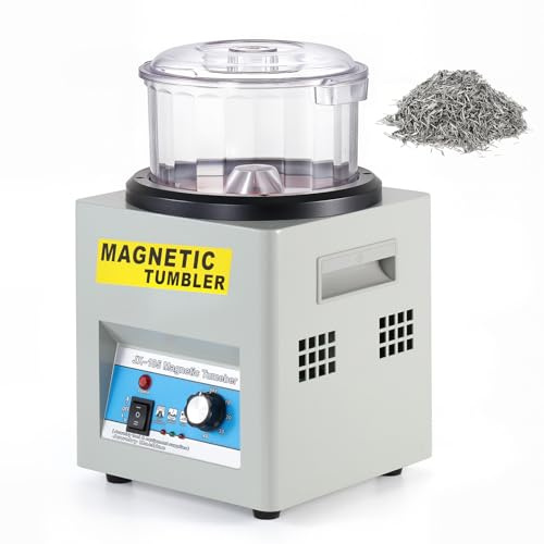 Beamnova Machine à polir magnétique pour bijoux avec couvercle de bol 180 mm 2000 tr/min Minuterie 1 à 60 minutes Rotation unidirectionnelle Bi-Rolling