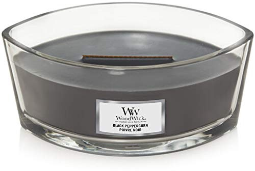 WoodWick ellipsenförmige Duftkerze mit knisterndem Docht | Black Peppercorn | Brenndauer bis zu 50 Stunden