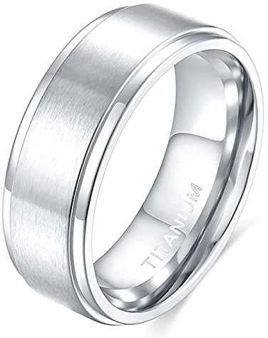 Zakk Anillo para Hombre y Mujer de Titanio, Anillos de Compromiso, Alianzas, Plata Cepillado, 4mm, 6mm, 8mm, Titanio, Sin piedras preciosas