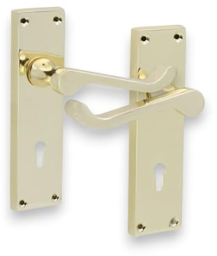 Infinity Decor Victorian Scroll Lever Latch Lock Bath WC Privacy Door Handle Chrome/Brass/Satin, Suitable for All Types of Internal Doors (Polished Brass, Lock Handle)