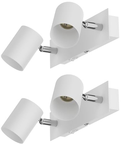 ledscom.de 2x Wandleuchte WAIKA, 2-flammig, Schalter, weiß matt, eckig, 2x GU10 max. 60W