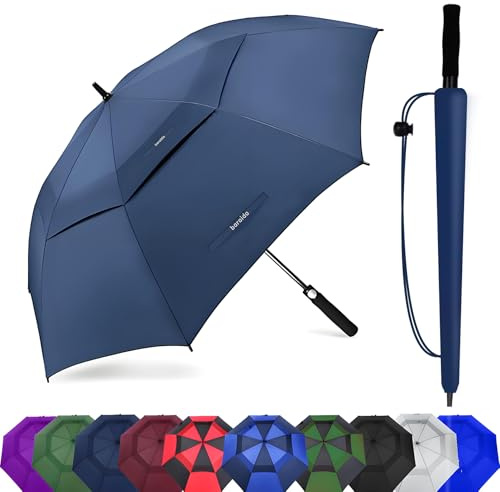 Baraida Golfparaply stort 152/162/183/182 cm, extra stort överdimensionerad dubbel baldakin ventilerat vindtätt vattentätt paraply, automatiskt öppet golfparaply för män och kvinnor och familj. (72