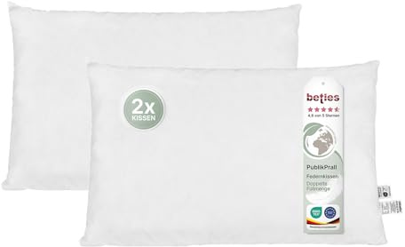 beties „PublikPrall“ Federkissen 2er Set (echte Federn) vielfältige Größenauswahl; waschbar und traditionell gefertig; ca. 30x50 cm (100% Mehrfüllung)