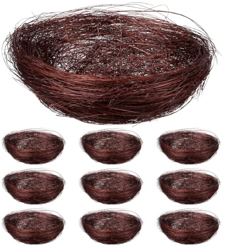 Happyyami Künstliches Vogelnest Dekoration 14X13X5Cm Geflochtenes Nest Ornament Für Garten Und Zuhause Natürlicher Stil