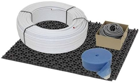 Fußbodenheizung Warmwasser Set 20m² Noppensystem 30 mm Dämmplatte Alu-Verbund Rohr VA15 Zubehör