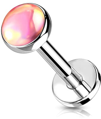 beyoutifulthings Lippen-Piercing Irisierender Stein 4-mm Piercing-s Lippe Stecker Chirurgenstahl Schraub-Verschluss Stab 6/8-mm lang 1,2-mm dick