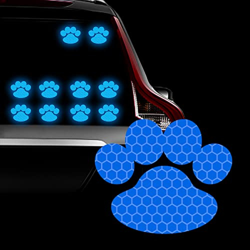 10 Packungen Auto-Aufkleber und Abziehbilder, niedliche Katzen, Pfoten, Hunde, Klauen, hochintensiv, reflektierend, Sicherheitsschild, Warnung, Warnung, Aufkleber für Autos, Heckscheibe (blau)