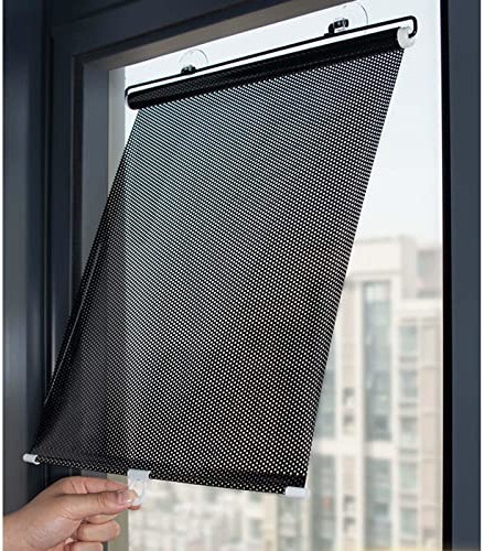Xrdbfd Fenster Verdunkelungsrollo, 40x60/58x125cm Sonnenschutzrollo, Tragbares Einziehbarer Dachfensterrollo, Schwarzes Verdunkelungsrollo Ohne Bohren Mit Saugnäpfen,40x60cm/16 * 24in