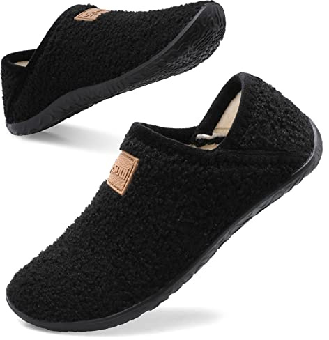 Spesoul Fuzzy House Slippers for Women Men Indoor Closed Back Lightweight Cozy Faux Furry Lining Barefoot House Shoes Slipper Socks for Bedroom Home Office Yoga Outdoor Walking Shoes 6.5-7.5 Women/5-5.5 Men