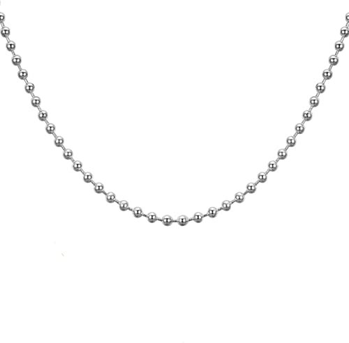 KnSam Edelstahl Kugelkette 45 cm, Männer Halsketten Silber Herren Edelstahlketten Breit 2.4MM Freundschaftsketten Jungs