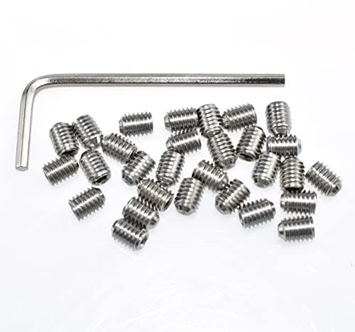 30Pcs Socket Set Screws #10-32 x 1/4 inch Stainless Steel Allen Head Hexagon Screws with Hex Key Wrench