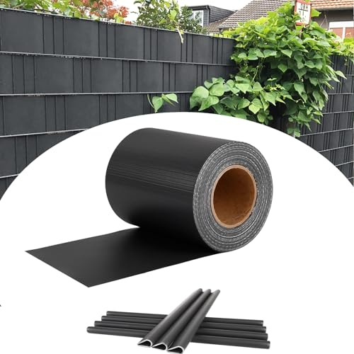 TRMLBE Tiras de Privacidad Valla de Malla Película de Valla de Pantalla de Privacidad de PVC con 20 Clips para Jardín Balcón Terraza - 70m x 19cm, Antracita