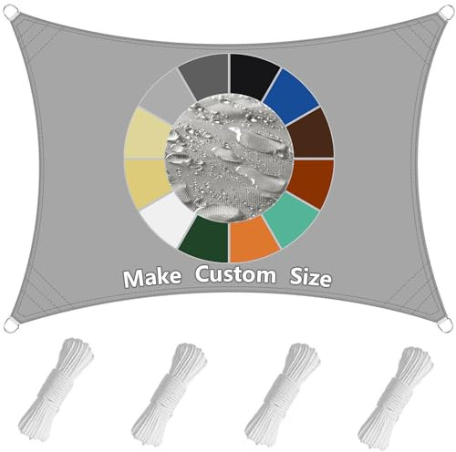 Sichtschutz Sonnensegel Rechteck (20 Farben und 99 Größen) Sonnensegel Wasserdicht Sonnenschutz,PES Polyester 98% UV-Schutz Überdachung Plane für Garten Outdoor- 1X2m Hellgrau
