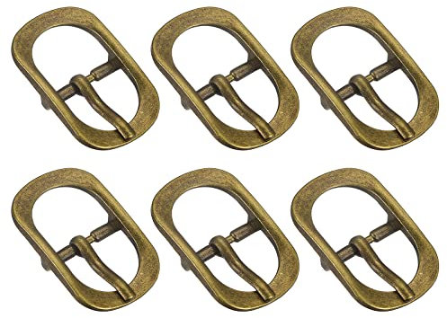 sourcing map 6 Stück Metall Rollschnalle, Gürtelschnallen Dorn Schnallen Verschluss, Oval Mittelstange Schnalle für Taschen Leder-Gürtel Schuh Geldbörse DIY, 32 x 20.2mm Messing