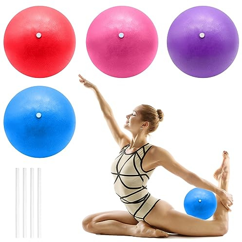 Nizirioo 4 palline da Pilates ergonomiche, cannuccia gonfiabile, anti-scoppio, resistenti agli urti, BPA-free, per Yoga, stabilità, esercizio palestra