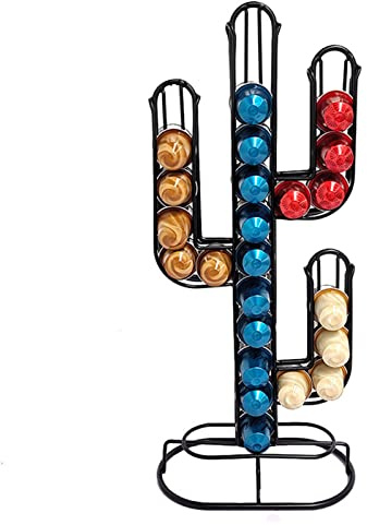 MSUIINT Support pour Dosettes de Café en Forme de Cactus, Rangement pour Arbre de Cactus, Support pour Organisateur de Dosettes de Café en Métal, pour 48 Capsules, Accessoires de Bar à Café, Organisat