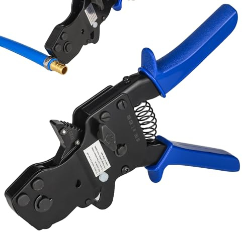 GUOFIS PEX Ratchet Cinch Clamp Tool for Stainless Steel Clamp Rings, One-Hand Ratchet Design Crimper Tool from 3/8, 1/2, 3/4, 5/8 and 1, ASTM2098