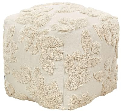Beliani Pouf Sitzpouf Baumwolle beige 45 x 45 x 45cm quadratisch mit EPS-Füllung Boho Multan