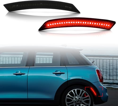 Bestview Side Marker Light Assembly Compatible for MINI Cooper R55 R56 R57 R58 R59 R60 R61 2007-2015, Red Rear Fender Bumper Lamps, Smoked Lens 2PCS