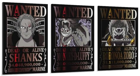 Anime One Piece Wanted Poster Luffy Shanks Zoro Art Poster Leinwand Malerei Dekor Wanddruck Foto Zuhause Moderne dekorative Poster 60 x 90 cm
