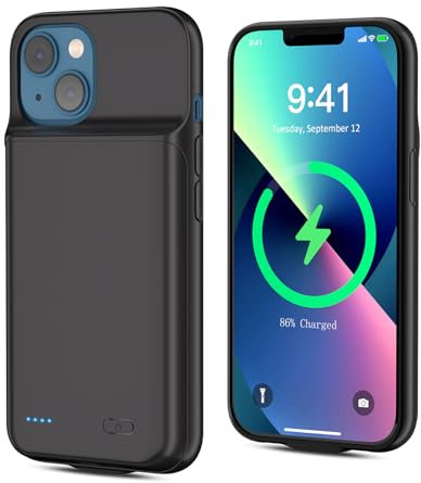 BOANV [7000mAh] Boîtier de Batterie pour iPhone 13, Nouveau boîtier de Charge Rechargeable Haute capacité, Housse de Protection Portable pour iPhone 13 (1 Pack)