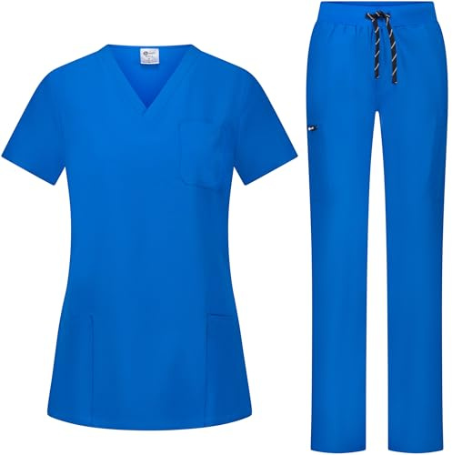 B-well Bella Damen-Schrubb-Set Schlupfkasack + Schlupfhose Set Medizin Arzt Uniform Schlupfjacke Oberteil mit Hose Medizinische Berufsbekleidung mit Elastan
