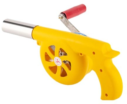 Xafrstyu Grill Fön Manuel, GrillgebläSe Manuell Mit Kurbel, Tragbare Handheld BBQ Fan LuftgebläSe für Grill Feuer BäLge, Grillventilator, Barbecue Feuerbalg für Picknick Camping (Gelb)