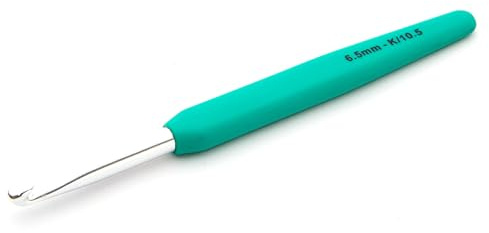 KnitPro Waves Crochet Hooks – 6.5mm Crochet Hook, Ergonomic Soft Handles, Soft Rubber Grip for Arthritic Hands, Light & Comfortable Crochet Needles for Knitting, Aquamarin Haze