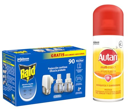 Raid Eléctrico Antimosquitos 90 Noches Aparato + 2 Recambios + Autan Protection Plus