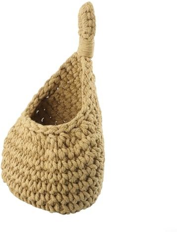 Withtalentto Cesto per frutta da appendere alla parete, in iuta, ecologico, in corda di cotone, per cucina, ristorante e casa (larghezza 20 x altezza 19 x altezza 25 cm)