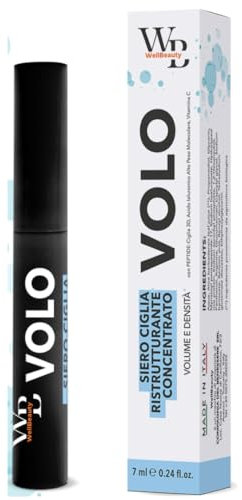 Wellbeauty Siero Professionale per Ciglia Lunghe Folte e Sopracciglia Piene | Booster per Crescita Ciglia Rapida e Volume Estremo | Formula esclusiva con Peptide, Acido Ialuronico e Vitamina C | 7ml