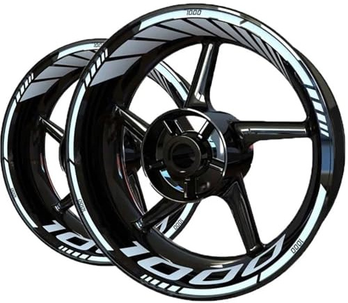 DTASMBD Motorrad Radnaben Aufkleber Motorrad-Radaufkleber, Felgenaufkleber Für Kawasaki Z1000 Z 1000 Z-1000, Reflektierende Felgenstreifenaufkleber Reflektierende(Farbe 1)