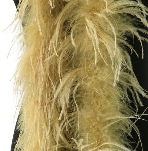Blausky Federboa,Flauschige Strauß Federn Schal Länge ca. 2m,Federgirlande,Federschal Einfarbig Straußenfeder Schal,Feder Boa Kostüm-Accessoire für Charleston 20er Jahre Flapper Karneval,Gold